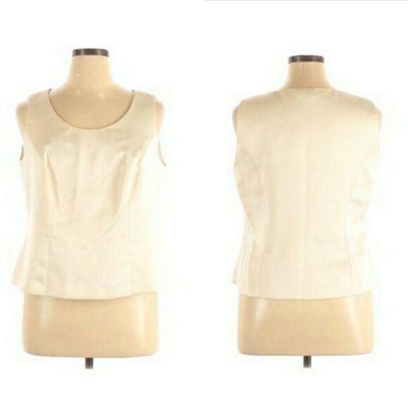 90's R&M Richards Formal Fitted Sleeveless Satin Ivory Shell Top Sz 16W - Picture 1 of 11